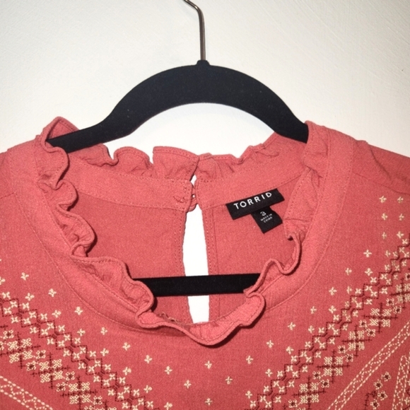 torrid Tops - Torrid beautiful fall winter boho peasant ruffle coral beautiful long sleeve top